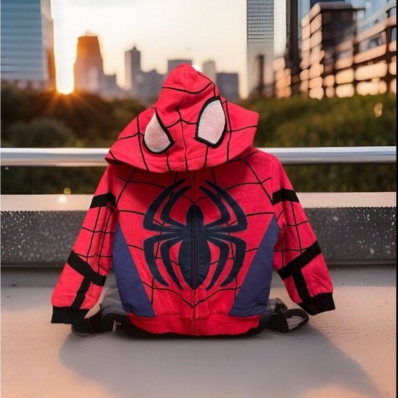 Spider Man Boys Hooded Jacket 2-Fleece NWT 18 Months Full Zip Pockets - Picture 1 of 5